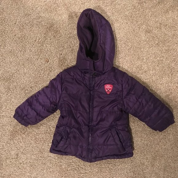 Pink Platnum-Adorable Girls Warm Purple Winter Puffer Jacket Coat - 18m - Picture 1 of 2